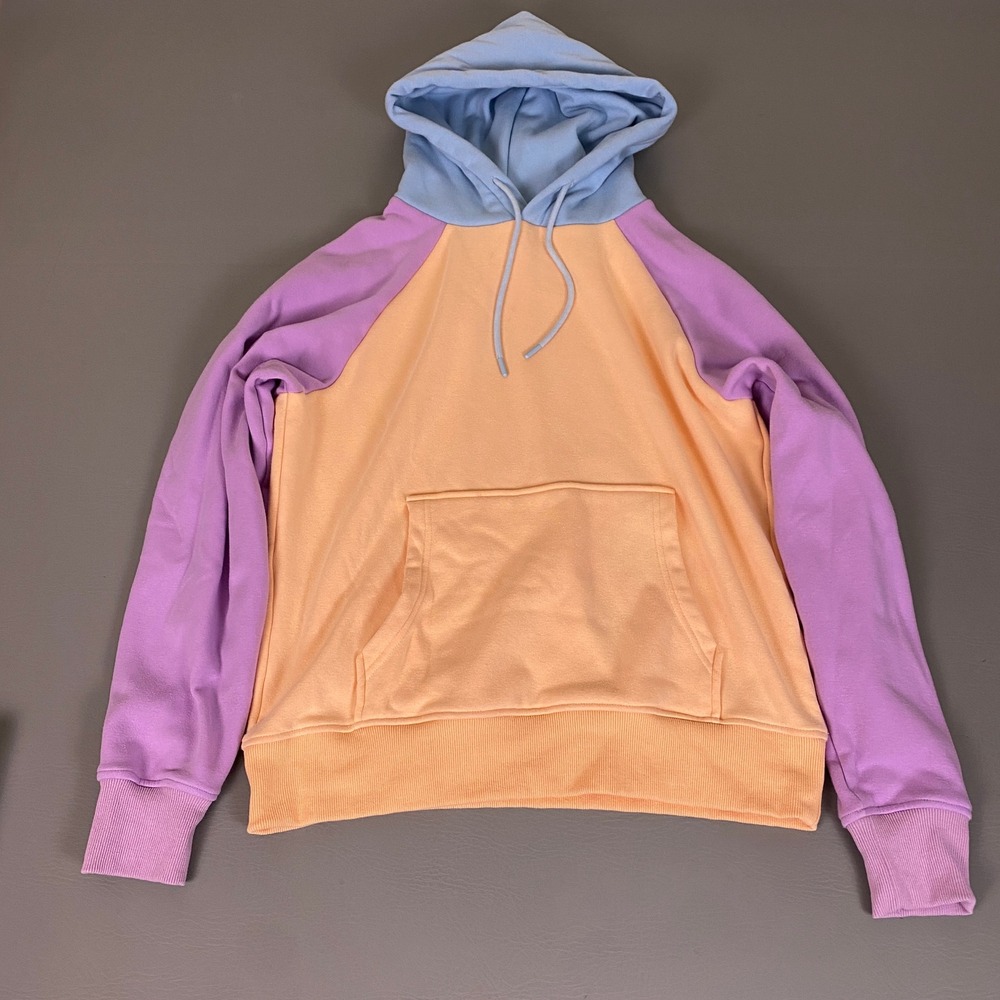 Spark Paws Human Hoodie Colorblock Pastel Sherpa Lined Peach Purple Orange *